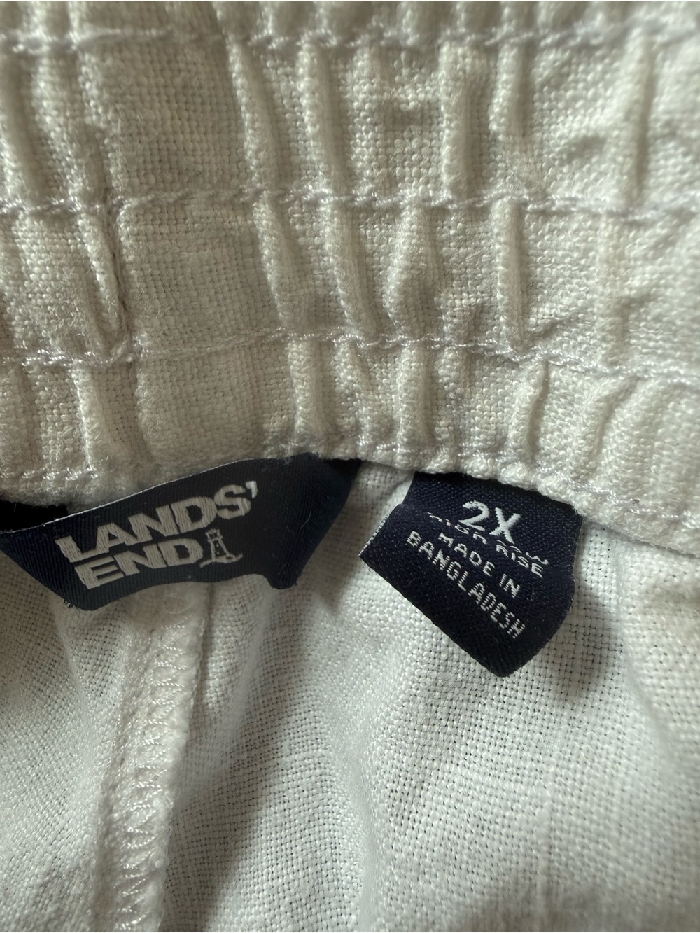 2X Lands End white linen Drawstring and elastic waist cropped Pants - Picture 4 of 5